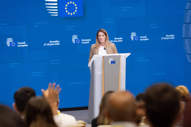 Fotogrāfija 5: Roberta Metsola, EP President at the European Council Meeting