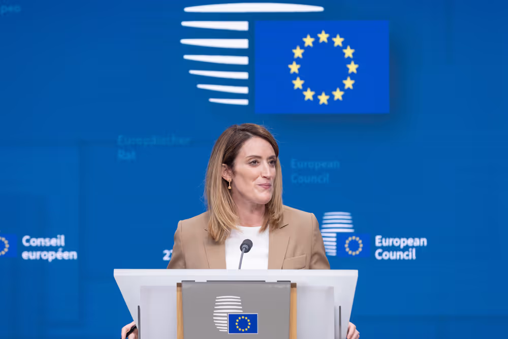 Roberta Metsola, EP President at the European Council Meeting
