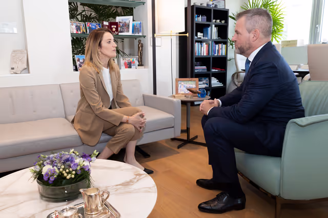 Roberta METSOLA, EP President meets with Peter PELLEGRINI, Slovak President