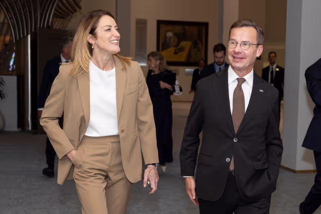 Foto 2: Roberta METSOLA, EP President meets with Ulf KRISTERSSON, Swedish Prime Minister
