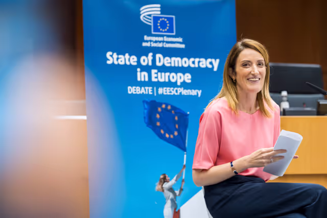 Nuotrauka 5: Adress by Roberta METSOLA, EP President at the EESC Plenary Debate