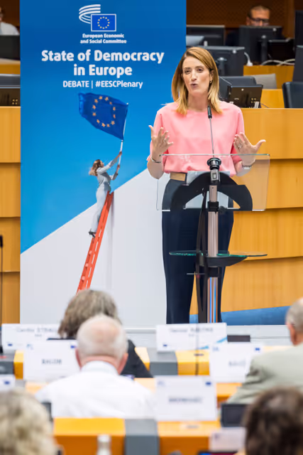 Nuotrauka 2: Adress by Roberta METSOLA, EP President at the EESC Plenary Debate