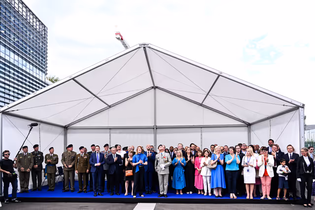Raising ceremony of the European flag for the beginning of the 10th legislative term in front of the European Parliament in Strasbourg