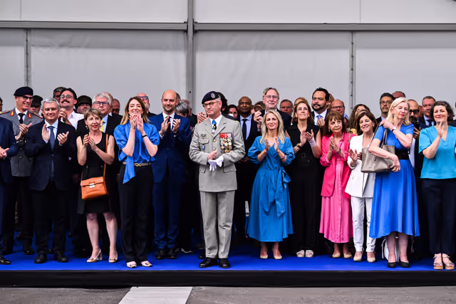 Raising ceremony of the European flag for the beginning of the 10th legislative term in front of the European Parliament in Strasbourg