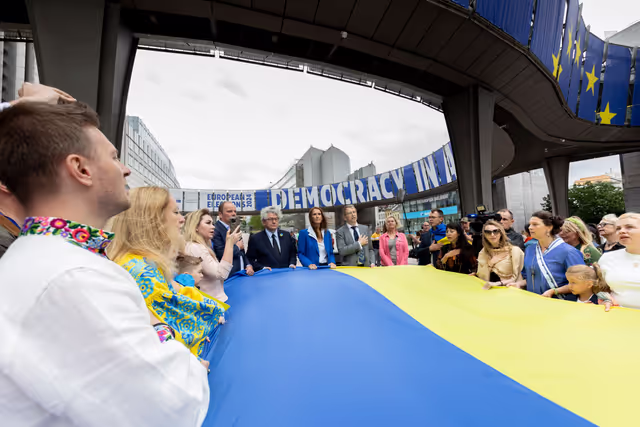 Anniversary of the Ukrainian Independence Day - Unfurling of a Ukrainian 30-metres flag