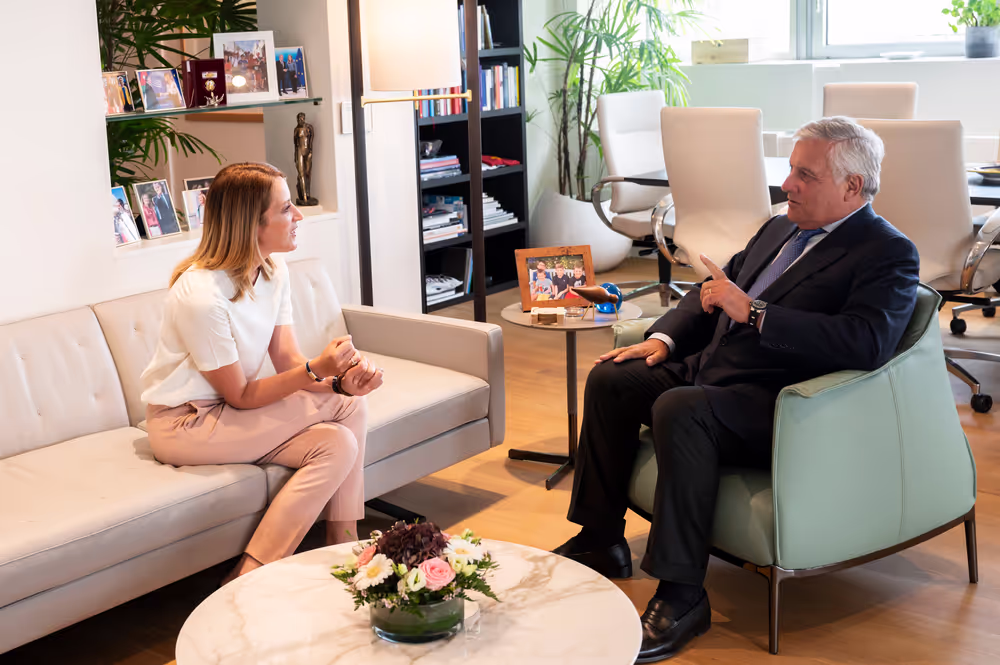 Roberta METSOLA, EP President meets with Antonio TAJANI, Deputy Prime Minister and Minister for Foreign Affairs and International Cooperation of Italy