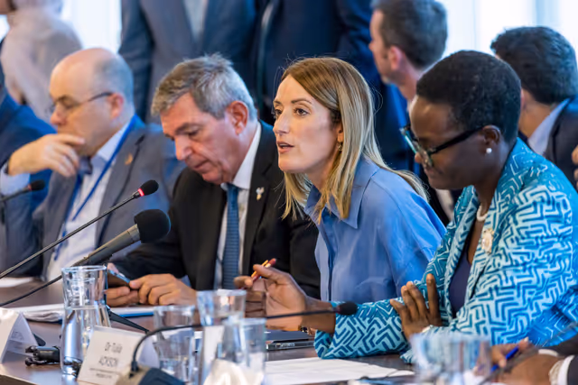 Nuotrauka 1: Official visit by Roberta METSOLA, EP President, to New York (United States) - Participation to the event organised by the EP on The Role of Parliaments in Multilateralism at the Global Level