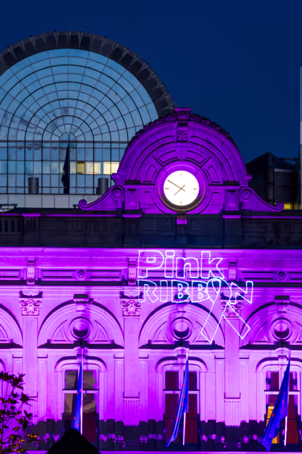 Zdjęcie 2: European Parliament in Brussels lit in pink to mark the Breast Cancer Awareness Month