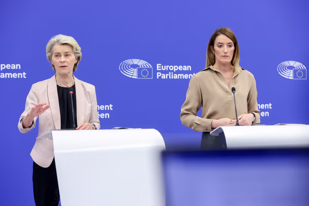 EP and EC joint press conference by Roberta METSOLA, EP President and Ursula von der LEYEN, President of the European Commission following the Parliament’s vote on the College of Commissioners