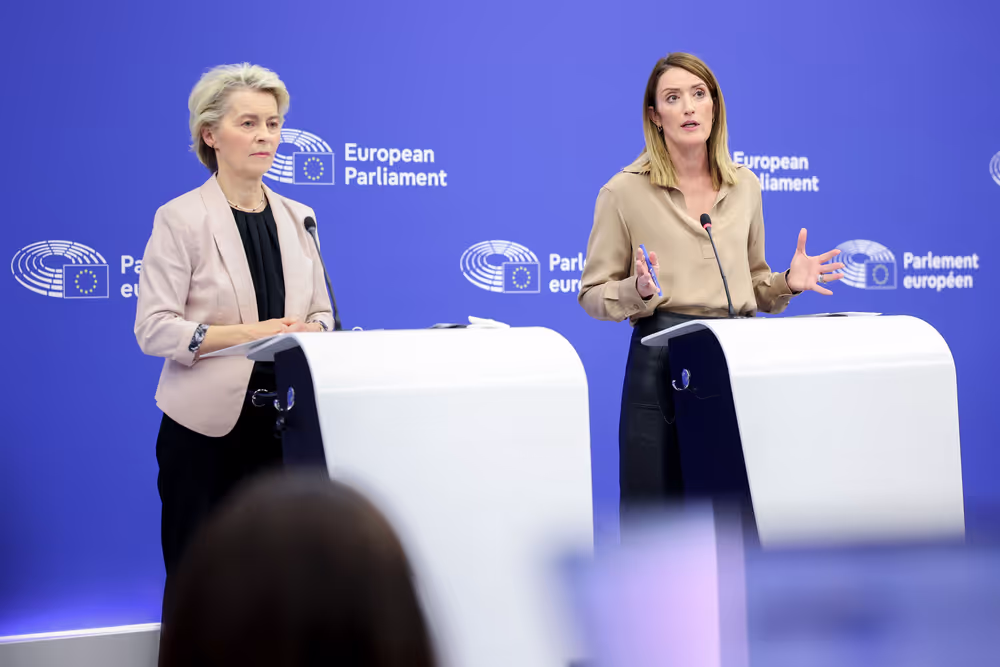 EP and EC joint press conference by Roberta METSOLA, EP President and Ursula von der LEYEN, President of the European Commission following the Parliament’s vote on the College of Commissioners