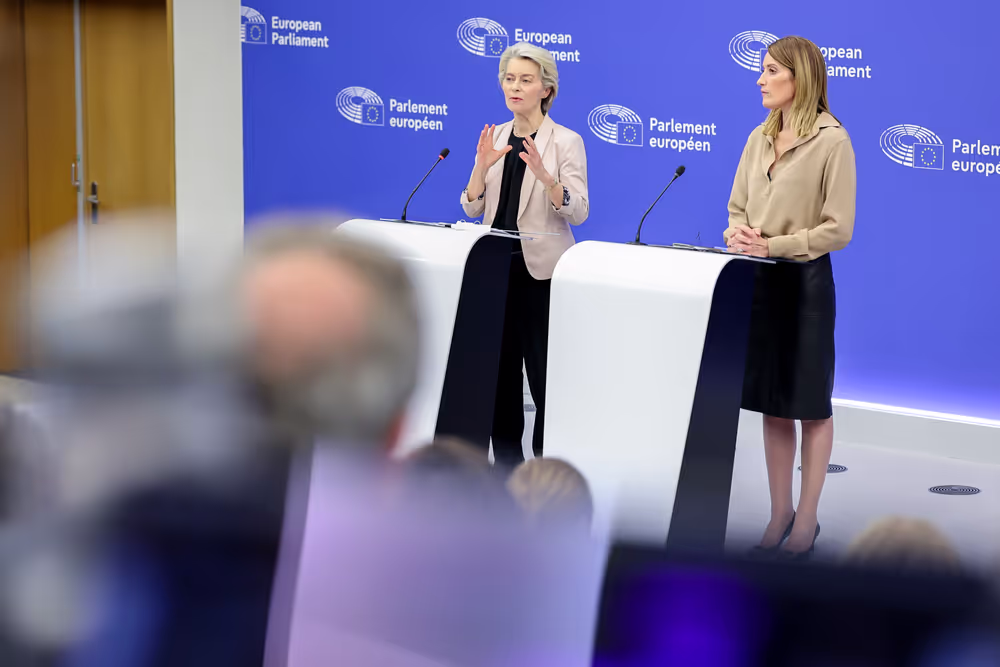 EP and EC joint press conference by Roberta METSOLA, EP President and Ursula von der LEYEN, President of the European Commission following the Parliament’s vote on the College of Commissioners