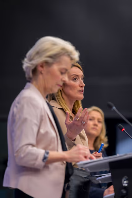 EP and EC joint press conference by Roberta METSOLA, EP President and Ursula von der LEYEN, President of the European Commision following the Parliament’s vote on the College of Commissioners
