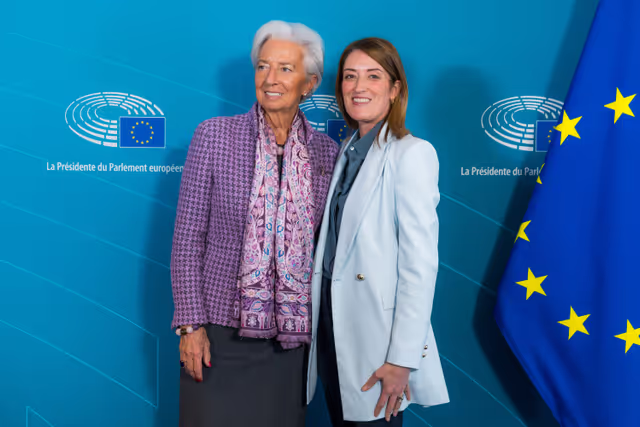 Roberta METSOLA, EP President meets with Christine LAGARDE, President of the European Central Bank (ECB)
