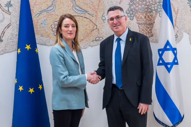 Photo 2: Official visit by Roberta METSOLA, EP President to Israel and occupied Palestinian territories: meeting with Amir OHANA, Speaker of the Israeli Parliament (Knesset) and Gideon SA'AR, Israeli Minister for Foreign Affairs