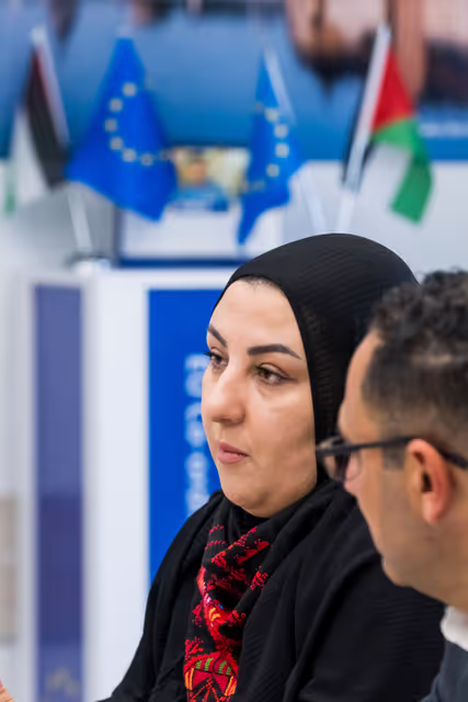 Photo 5: Official visit by Roberta METSOLA, EP President to Israel and occupied Palestinian territories - Meeting with Reem AL HAJAJRA, Director of Women of the Sun and Sakharov Prize Nominee
