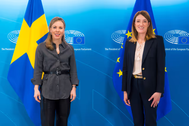 Roberta METSOLA, EP President meets with Jessica ROSENCRANTZ, Swedish Minister of European Affairs