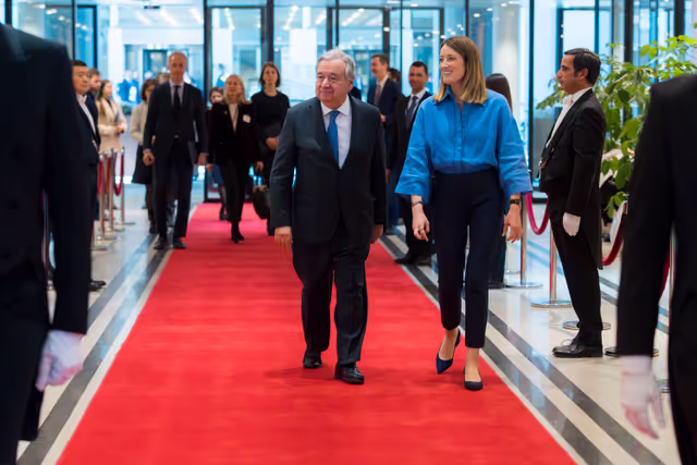 Photo 5 : Roberta METSOLA, EP President meets with Antonio GUTERRES, Secretary-General of the United Nations
