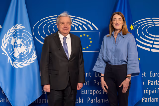 Photo 8 : Roberta METSOLA, EP President meets with Antonio GUTERRES, Secretary-General of the United Nations