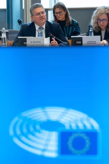 Billede 1: INTA - Exchange of views with Maroš Šefčovič, Commissioner for Trade and Economic Security, Interinstitutional Relations and Transparency