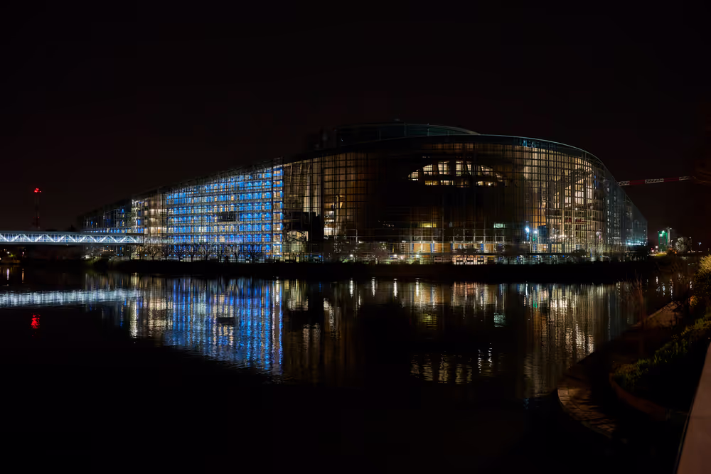 Earth Hour Day 2025: the European Parliament in Strasbourg switches off its lights on the occasion of the Earth Hour Day 2025.