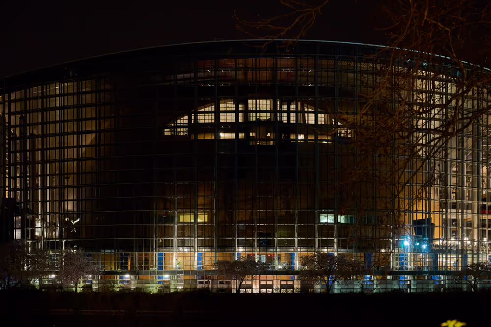 Earth Hour Day 2025: the European Parliament in Strasbourg switches off its lights on the occasion of the Earth Hour Day 2025.