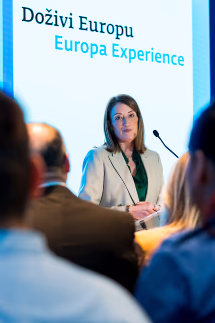 Photo 13 : Official visit by Roberta METSOLA, EP President to Zagreb (Croatia) - Inauguration of the Europa Experience