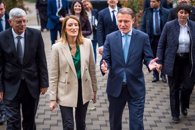 Foto 12: Official visit by Roberta METSOLA, EP President to Zagreb (Croatia) - Meeting with Gordan JANDROKOVIĆ, Speaker of the Croatian Parliament in Zagreb