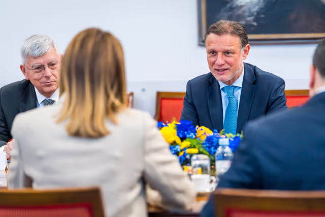 Foto 7: Official visit by Roberta METSOLA, EP President to Zagreb (Croatia) - Meeting with Gordan JANDROKOVIĆ, Speaker of the Croatian Parliament in Zagreb