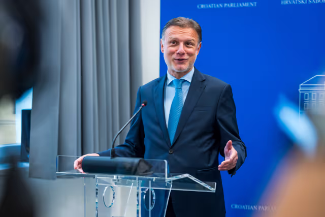 Foto 5: Official visit by Roberta METSOLA, EP President to Zagreb (Croatia) - Meeting with Gordan JANDROKOVIĆ, Speaker of the Croatian Parliament in Zagreb