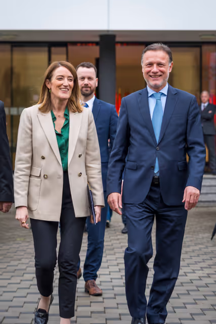 Foto 1: Official visit by Roberta METSOLA, EP President to Zagreb (Croatia) - Meeting with Gordan JANDROKOVIĆ, Speaker of the Croatian Parliament in Zagreb