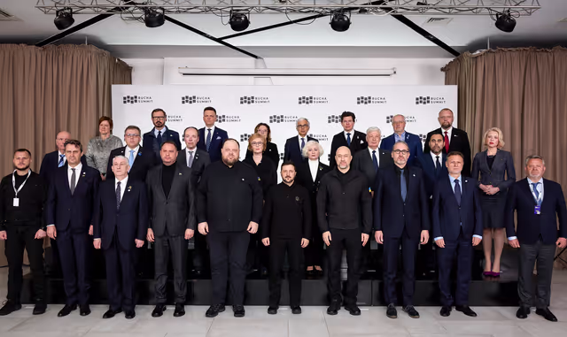 Photo 14: Ceremony commemorating the third anniversary of the liberation in Bucha (Ukraine) and Bucha Summit