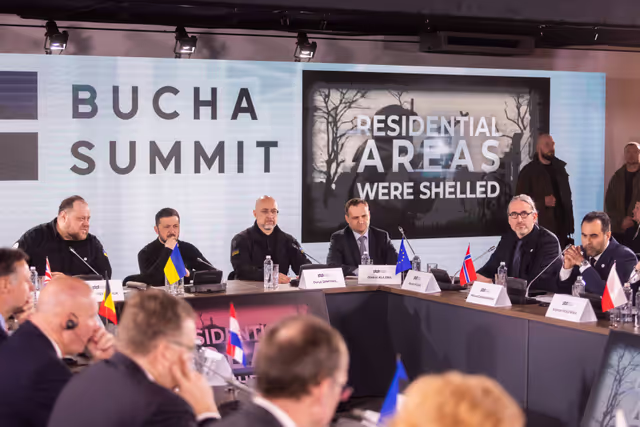 Photo 12: Ceremony commemorating the third anniversary of the liberation in Bucha (Ukraine) and Bucha Summit