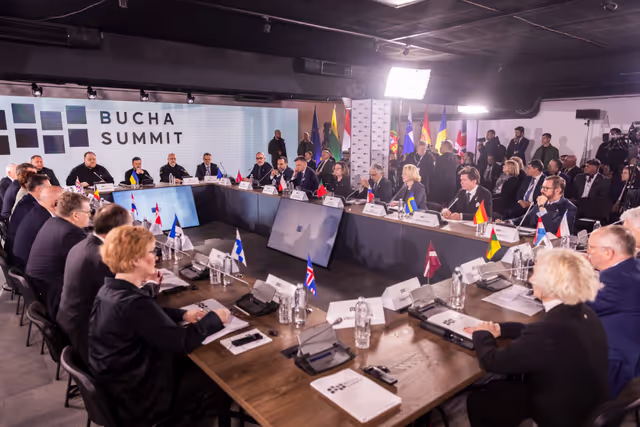 Photo 9: Ceremony commemorating the third anniversary of the liberation in Bucha (Ukraine) and Bucha Summit