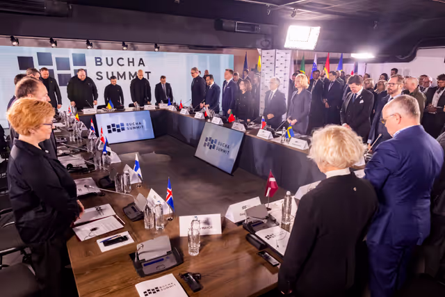 Photo 6: Ceremony commemorating the third anniversary of the liberation in Bucha (Ukraine) and Bucha Summit