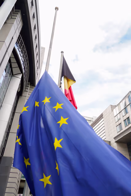 Fotografie 2: EU flag at half mast at the EP buidings in Brussels and Strasbourg for the death of Pope Francis.