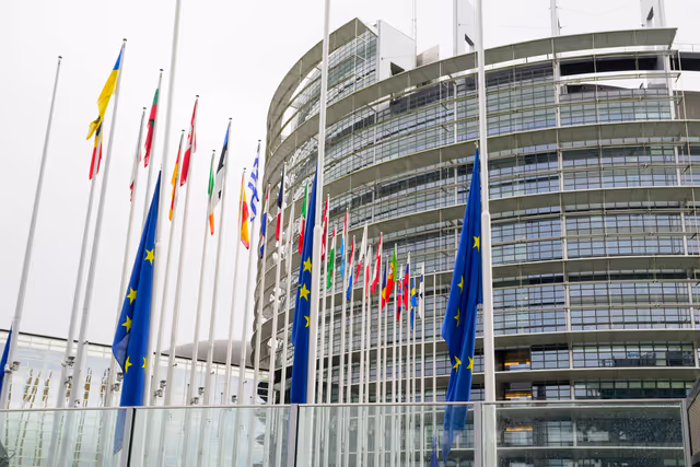 Fotografie 16: EU flag at half mast at the EP buidings in Brussels and Strasbourg for the death of Pope Francis.