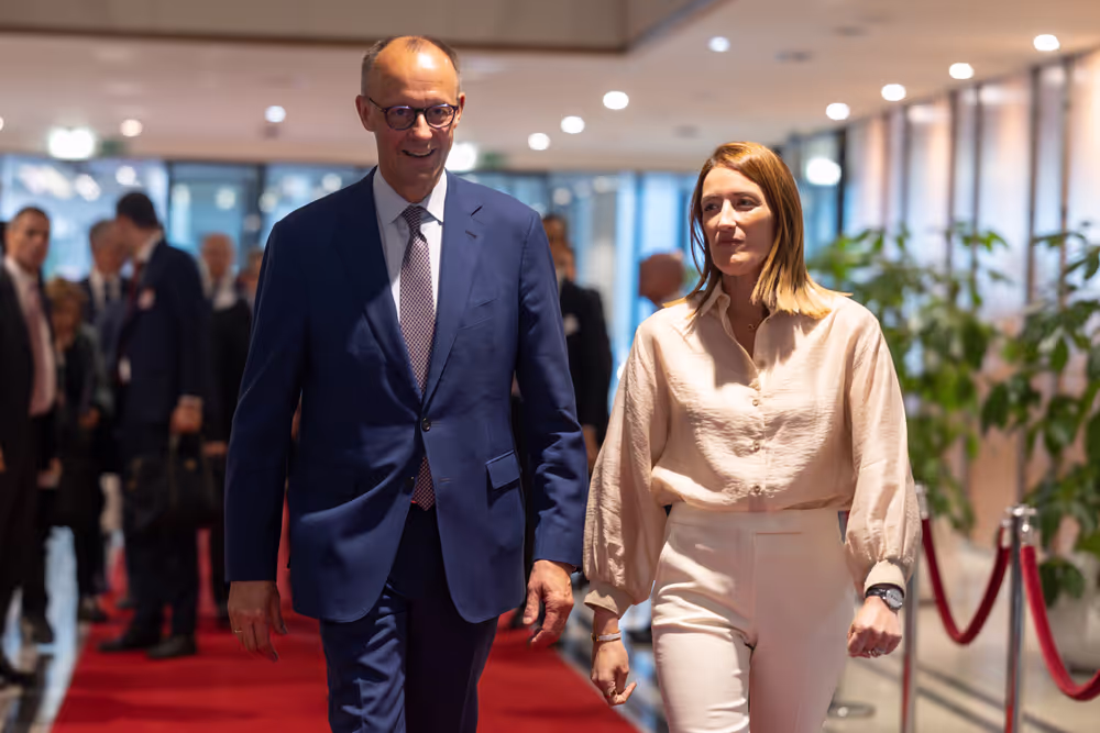 Roberta METSOLA, EP President meets Friedrich MERZ, German Chancellor