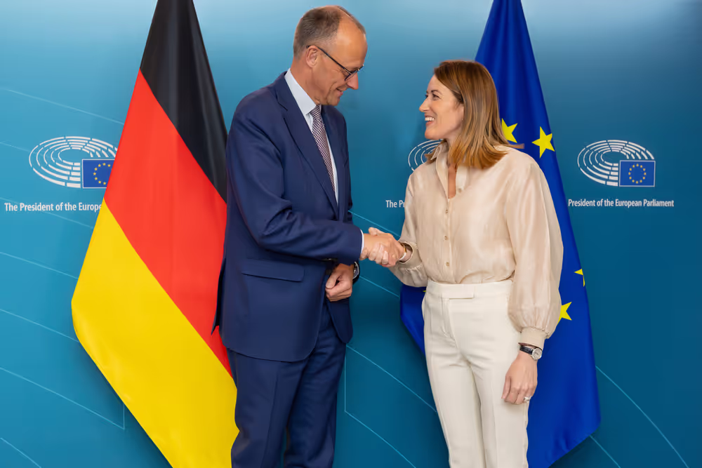 Roberta METSOLA, EP President meets Friedrich MERZ, German Chancellor