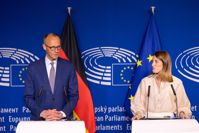 Roberta METSOLA, EP President meets Friedrich MERZ, German Chancellor