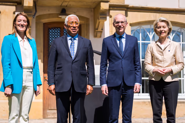 Europe day - 75th Anniversary of the Schuman Declaration Luxembourg with Luc FRIEDEN, Luxembourgish Prime Minister, Roberta METSOLA, EP President, António COSTA, President of the European Council and Ursula von der LEYEN, President of the European Commission