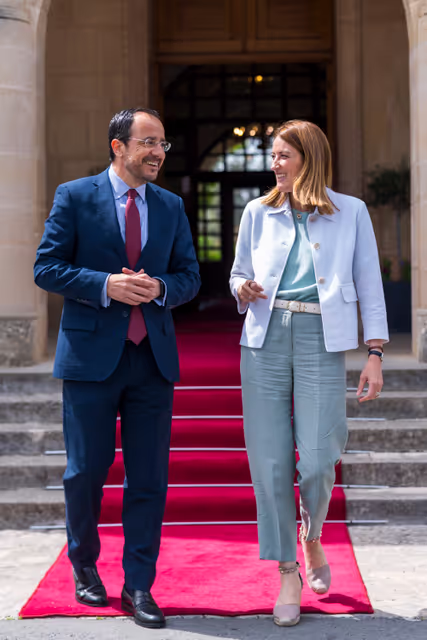 Fotografi 1: Official visit by Roberta METSOLA, EP President to Nicosia (Cyprus) - Meeting with Nikos CHRISTODOULIDES, President of Cyprus