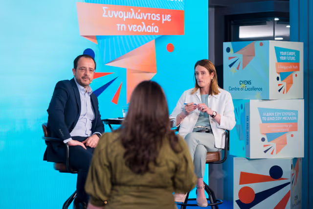 Photo 4: Official visit by Roberta METSOLA, EP President to Nicosia (Cyprus) - Participation in ‘Your Europe, Your Future: A dialogue with youth’ together with Nikos CHRISTODOULIDES, President of Cyprus