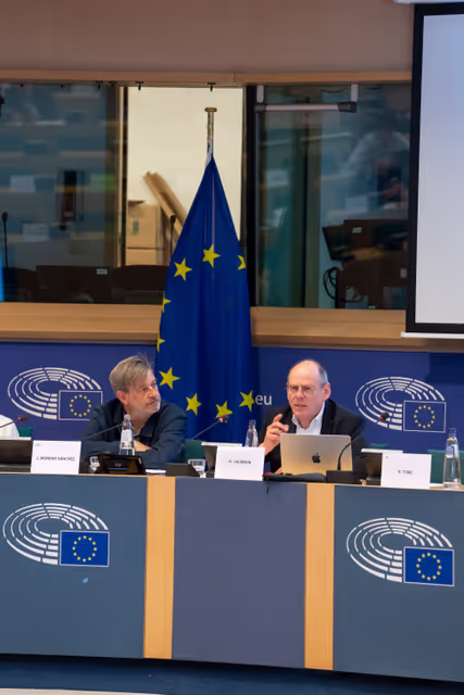 Foto 2: Delegation for relations with Canada meeting - Exchange of views with Professors S. Jaumain, Université Libre de Bruxelles, on the outcome of the federal elections in Canada and its possible impact on EU Canada relations