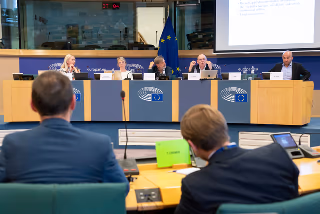 Foto 3: Delegation for relations with Canada meeting - Exchange of views with Professors S. Jaumain, Université Libre de Bruxelles, on the outcome of the federal elections in Canada and its possible impact on EU Canada relations