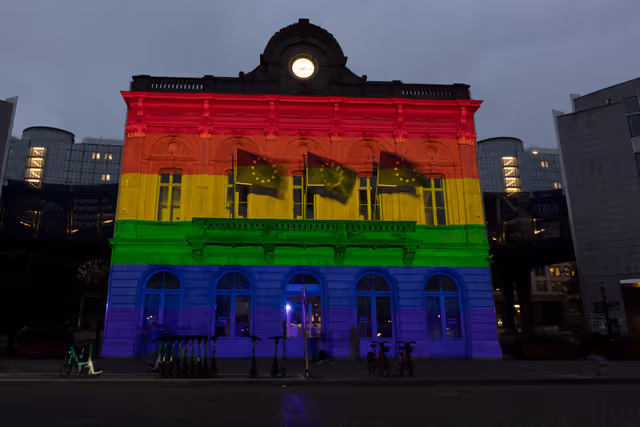 Fotó 9: International Day Against Homophobia, Biphobia, Intersexism and Transphobia (IDAHOBIT) - Rainbow flag illuminating the EP buildings