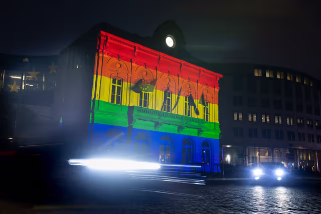 Fotó 4: International Day Against Homophobia, Biphobia, Intersexism and Transphobia (IDAHOBIT) - Rainbow flag illuminating the EP buildings
