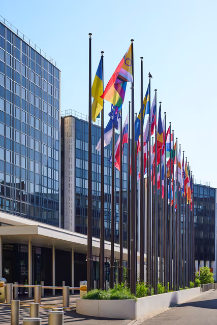 Fotografia 13: International Day Against Homophobia, Biphobia and Transphobia (IDAHOBIT) 2025 - Rainbow flag next to the EP buildings in Brussels and Strasbourg