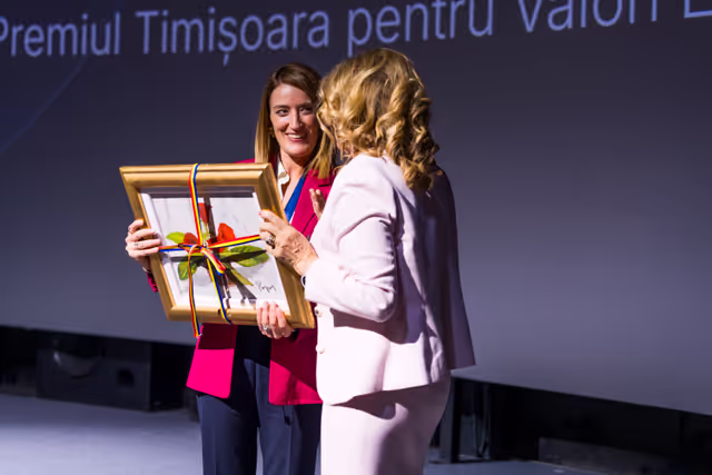 Foto 3: Roberta METSOLA, EP President Official visit to Timisoara (Romania) - Timișoara Award for European Values ceremony