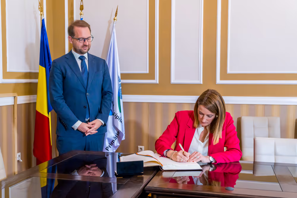 Roberta METSOLA, EP President Official visit to Timisoara (Romania) - Bilateral meeting with Dominic FRITZ, Mayor of Timișoara