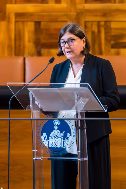 Foto 14: Official visit by Roberta METSOLA, EP President to Italy - Q&A Session with Students Europe: Open questions for a Common future, at the Università Cattolica of Milan